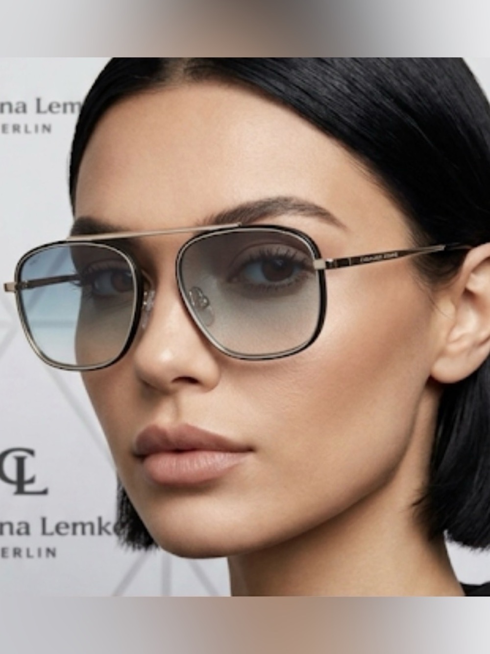 New authentic Carolina Lemke designer aviator sunglasses with box case cloth